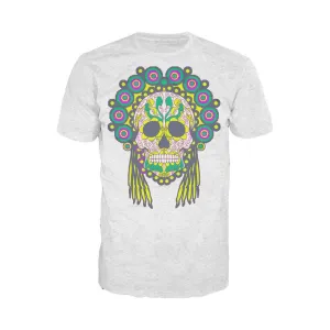 Sugar Skull Head Dress Skull Men's T-shirt (Heather Grey)