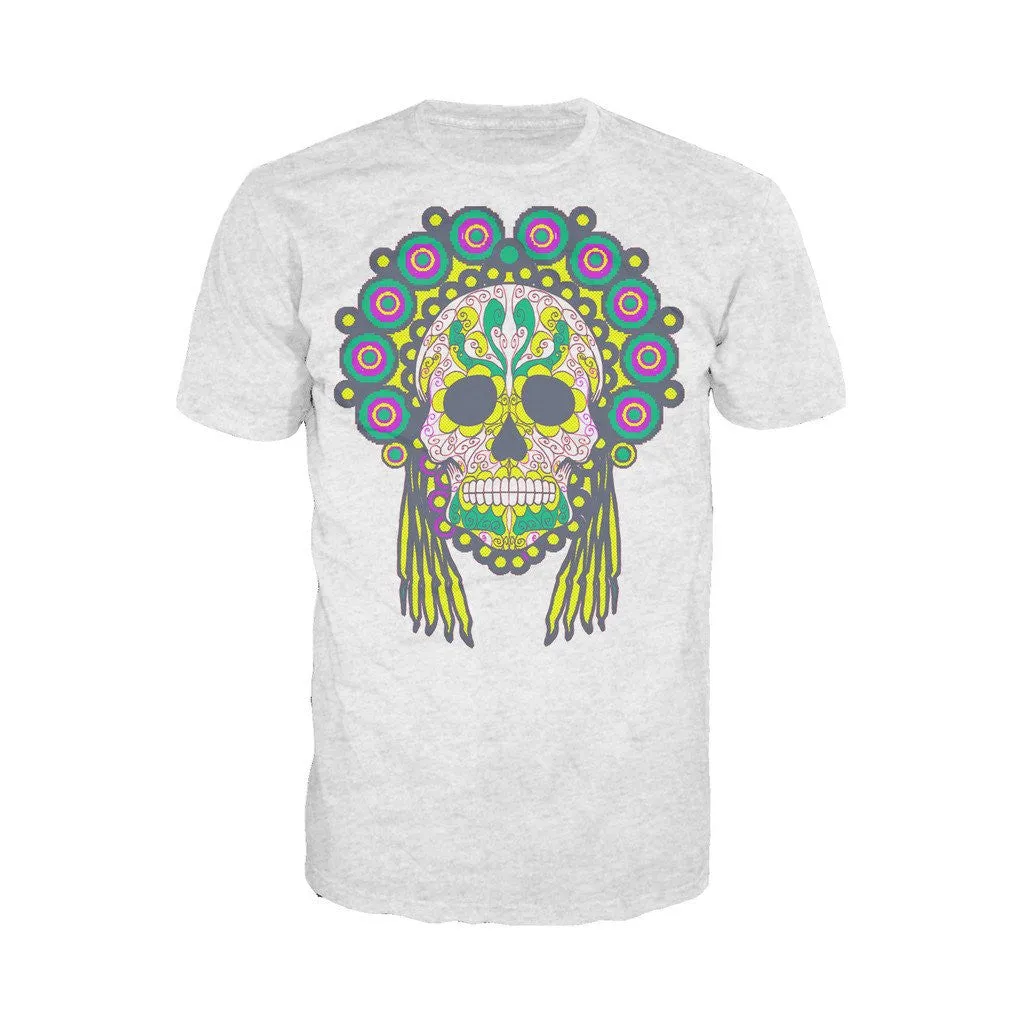 Sugar Skull Head Dress Skull Men's T-shirt (Heather Grey)
