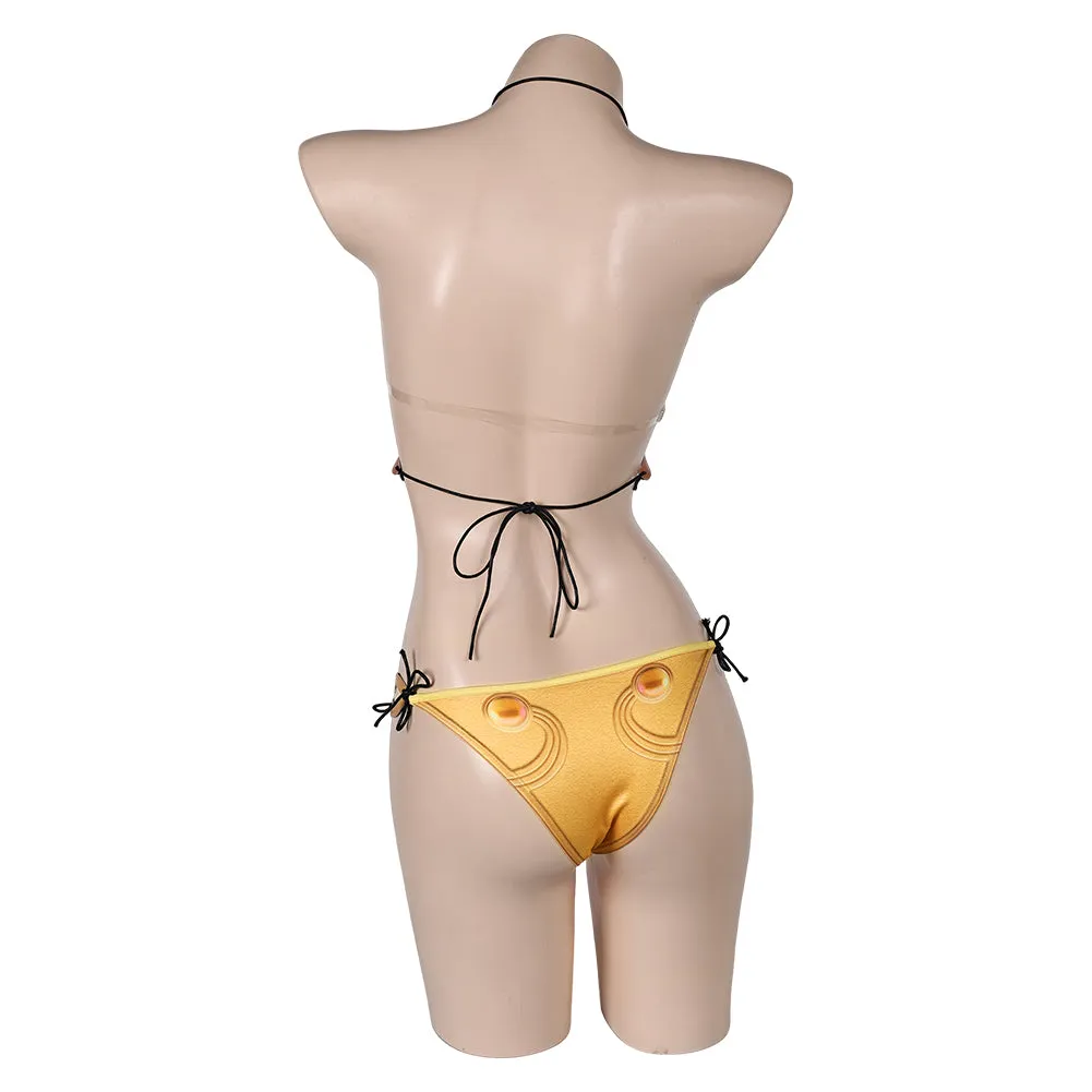 SW Princess Leia Original Yellow Bikinis Swimsuit Swimwear Cosplay Costume Outfits