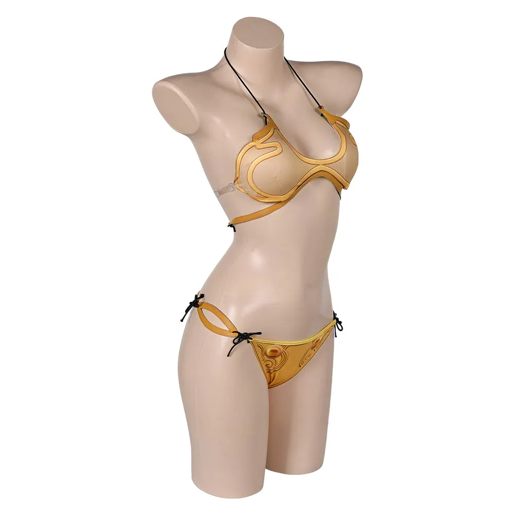 SW Princess Leia Original Yellow Bikinis Swimsuit Swimwear Cosplay Costume Outfits