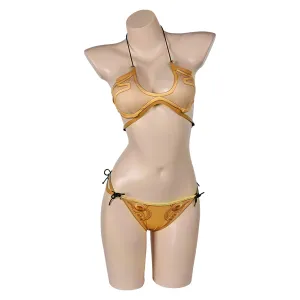 SW Princess Leia Original Yellow Bikinis Swimsuit Swimwear Cosplay Costume Outfits