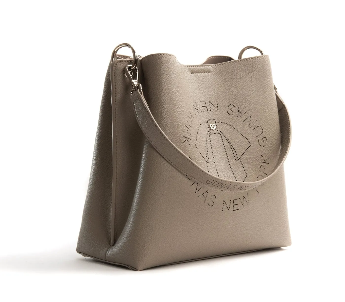 Tabitha Vegan Leather Bucket Bag | Grey