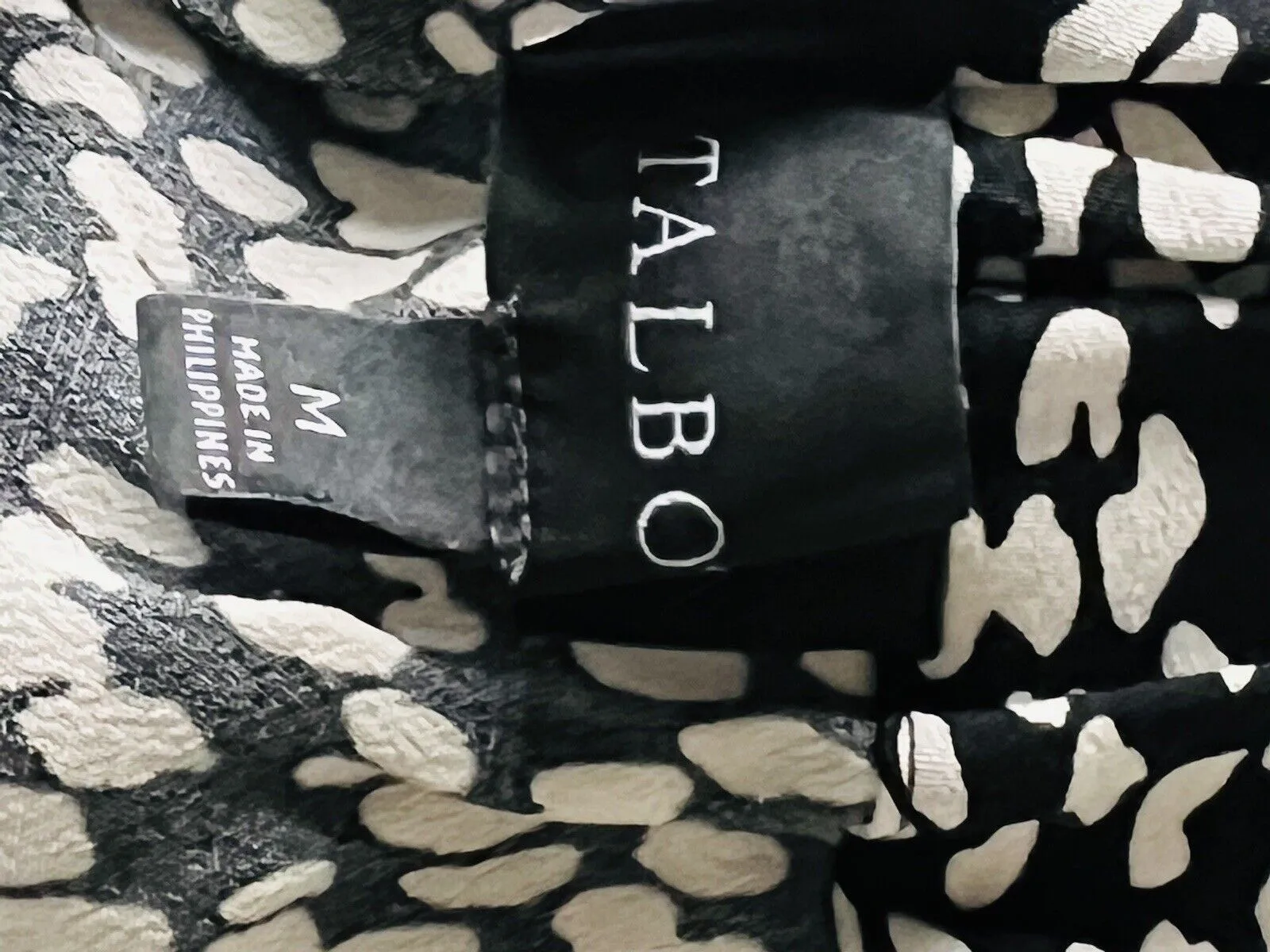 TALBOTS Black/White Spotted Print Ruffle Tiered Skirt Sz M Causal Midi