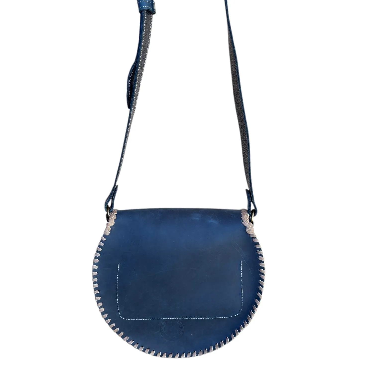 TAMBORA EXCHANGE Handcrafted Leather & Suede Shoulder / Crossbody Bag - Navy