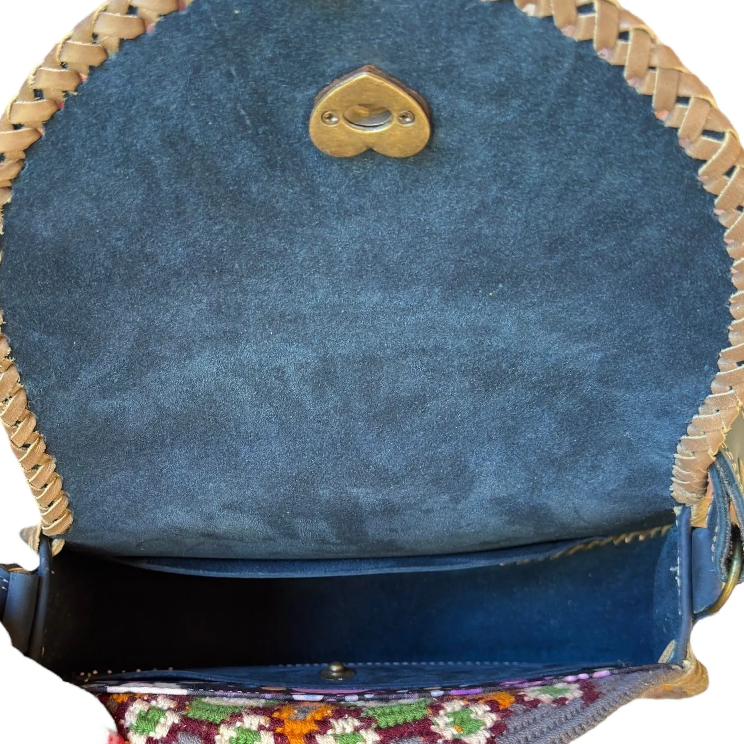 TAMBORA EXCHANGE Handcrafted Leather & Suede Shoulder / Crossbody Bag - Navy