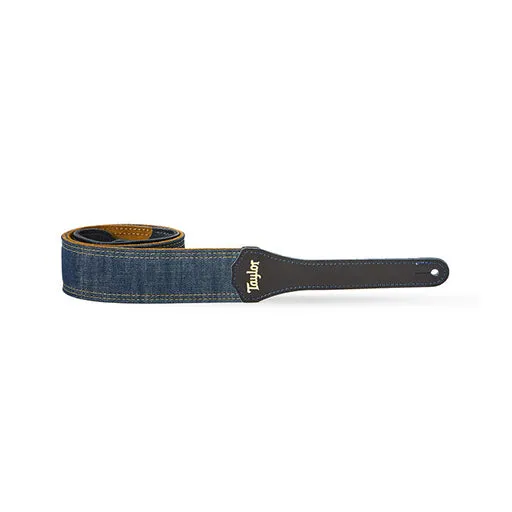 Taylor Blue Denim Guitar Strap, Navy Leather Edges, 2inch