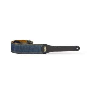 Taylor Blue Denim Guitar Strap, Navy Leather Edges, 2inch
