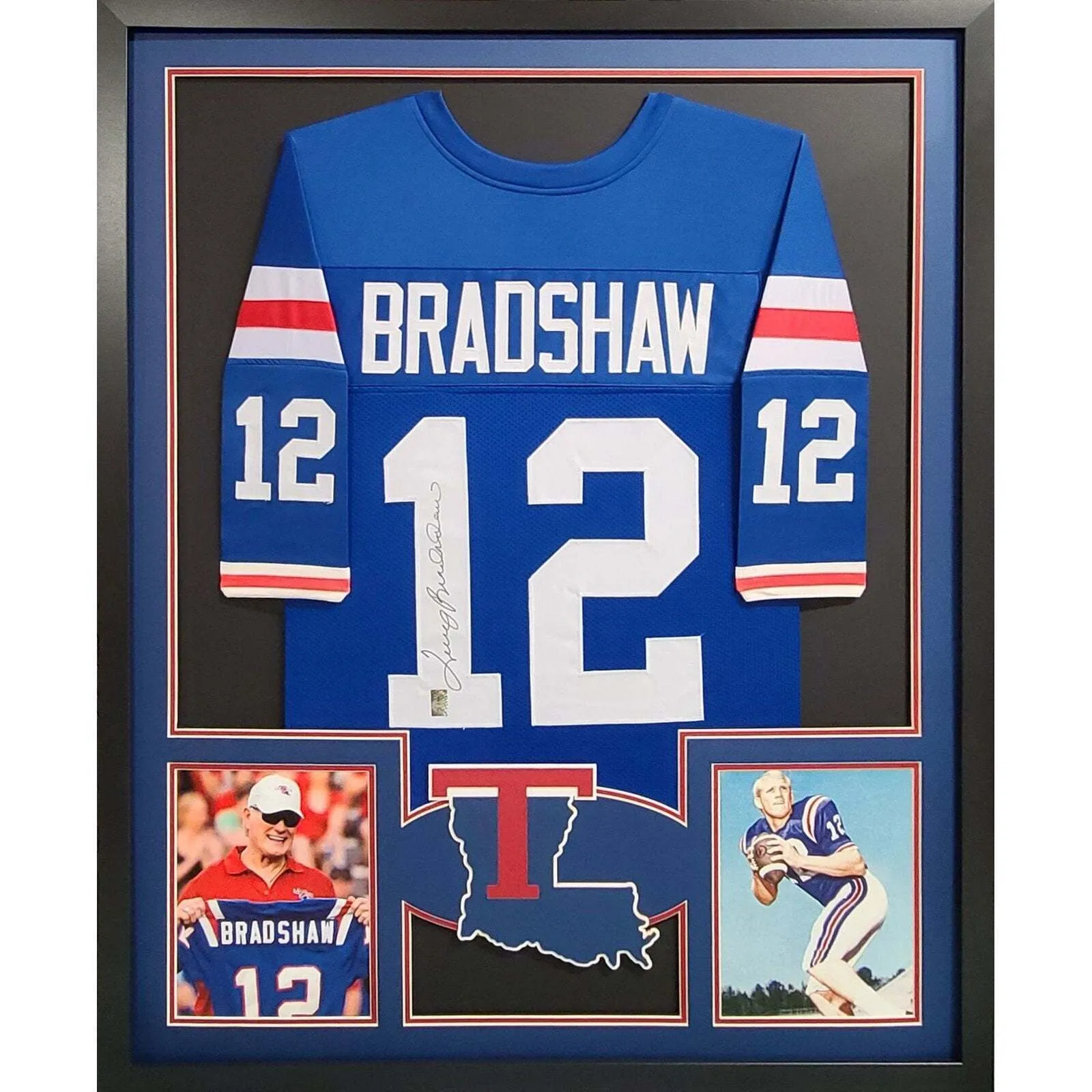 Terry Bradshaw Autographed Signed Framed College Louisiana Tech Authentic Jersey