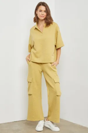 TEXTURE KNIT WOVEN PANTS (part of a set)