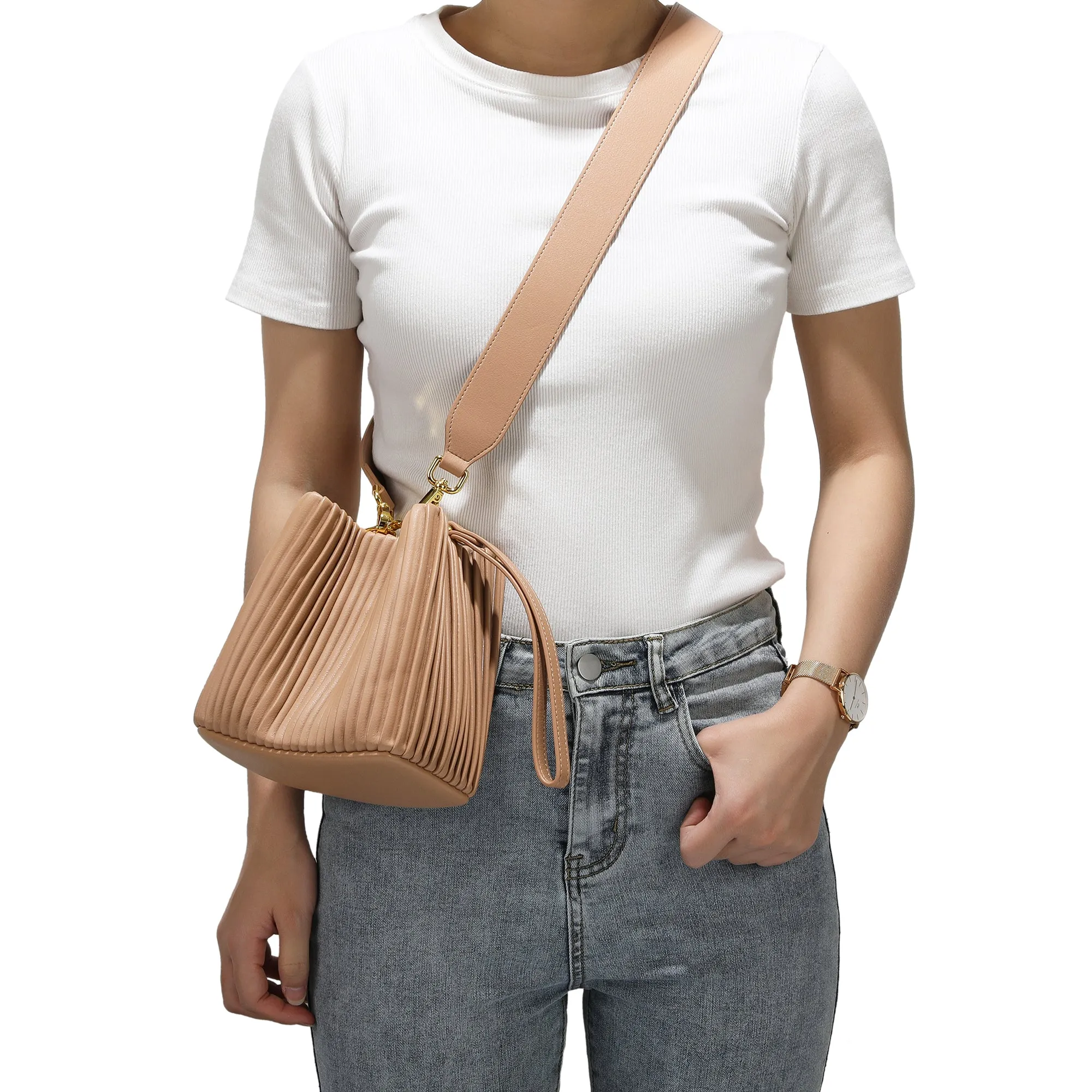 Tiffany & Fred Pleated Leather Shoulder Bag