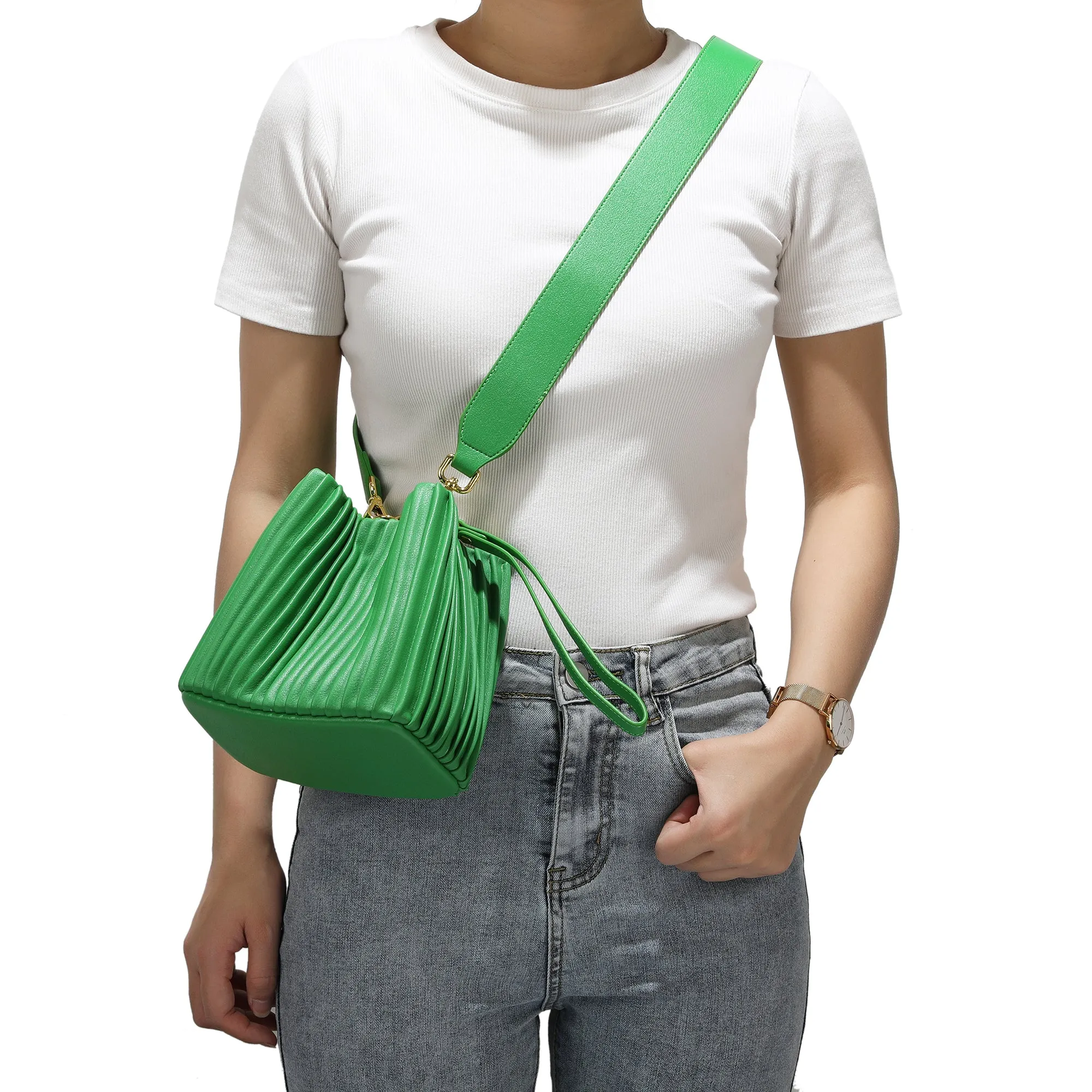 Tiffany & Fred Pleated Leather Shoulder Bag