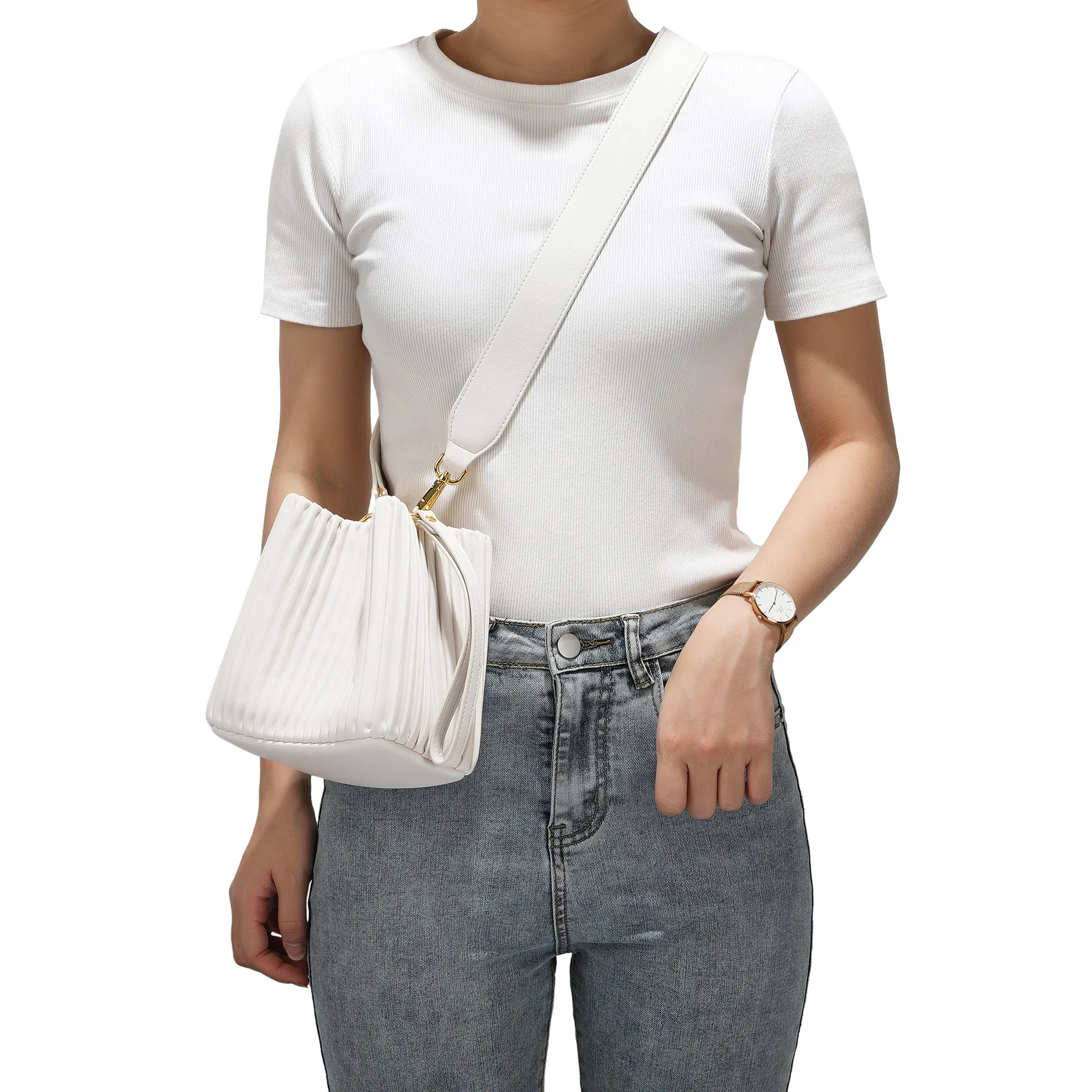 Tiffany & Fred Pleated Leather Shoulder Bag