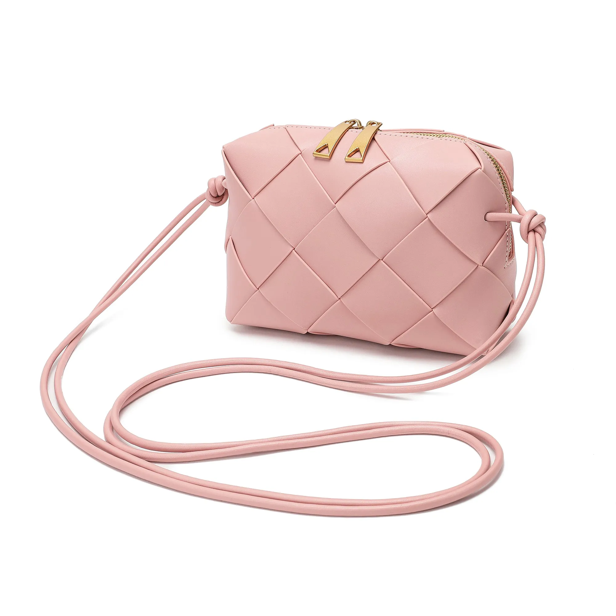 Tiffany & Fred Smooth Woven Leather Top-Handle Crossbody/Shoulder Bag