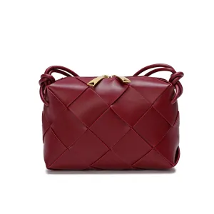 Tiffany & Fred Smooth Woven Leather Top-Handle Crossbody/Shoulder Bag