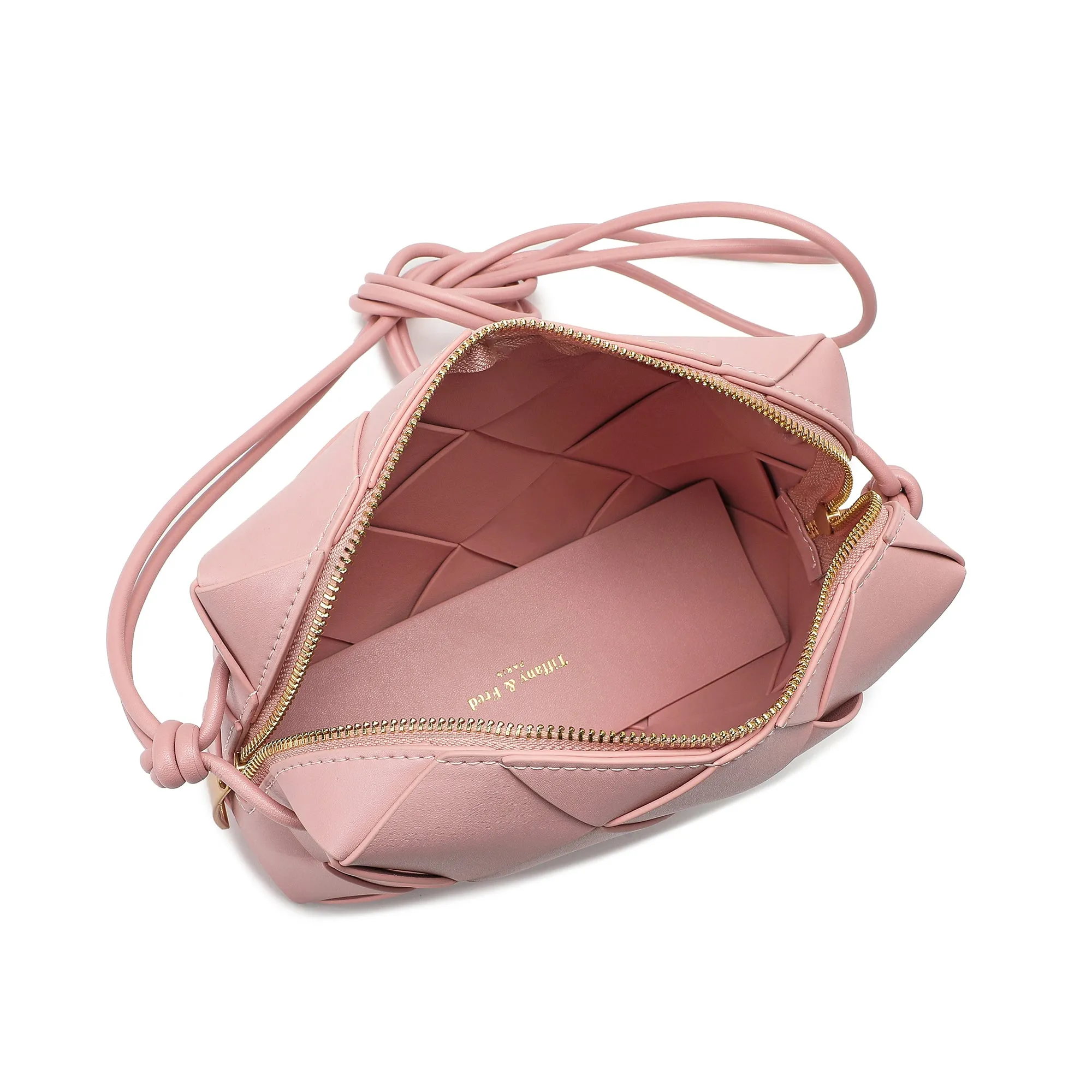 Tiffany & Fred Smooth Woven Leather Top-Handle Crossbody/Shoulder Bag