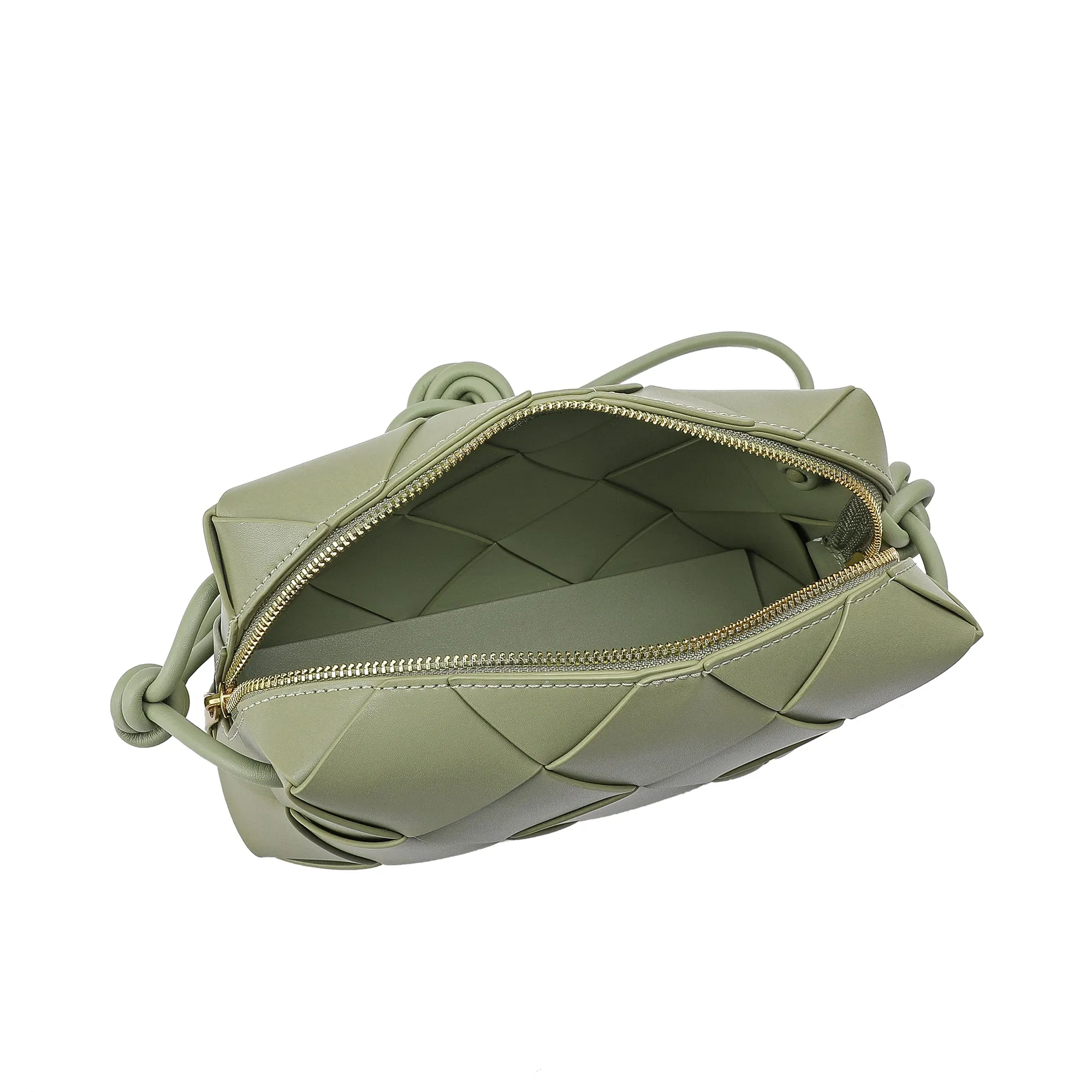 Tiffany & Fred Smooth Woven Leather Top-Handle Crossbody/Shoulder Bag