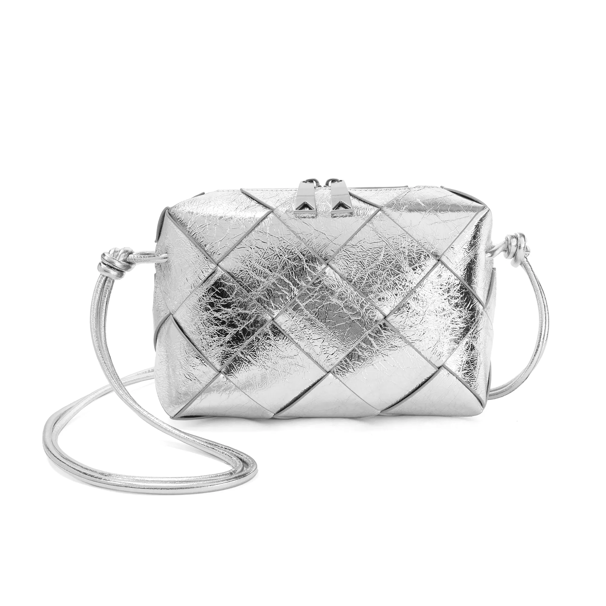 Tiffany & Fred Smooth Woven Leather Top-Handle Crossbody/Shoulder Bag