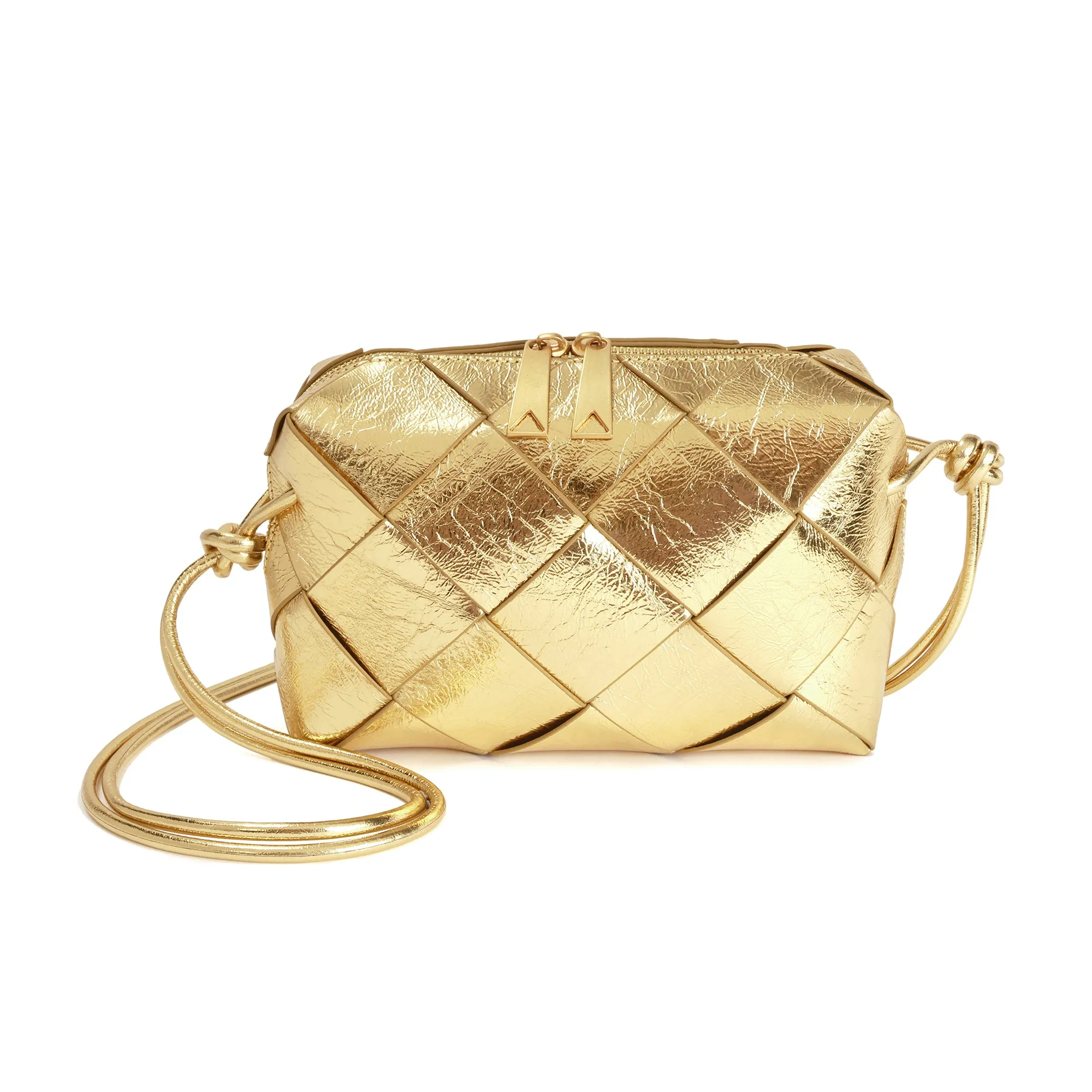 Tiffany & Fred Smooth Woven Leather Top-Handle Crossbody/Shoulder Bag