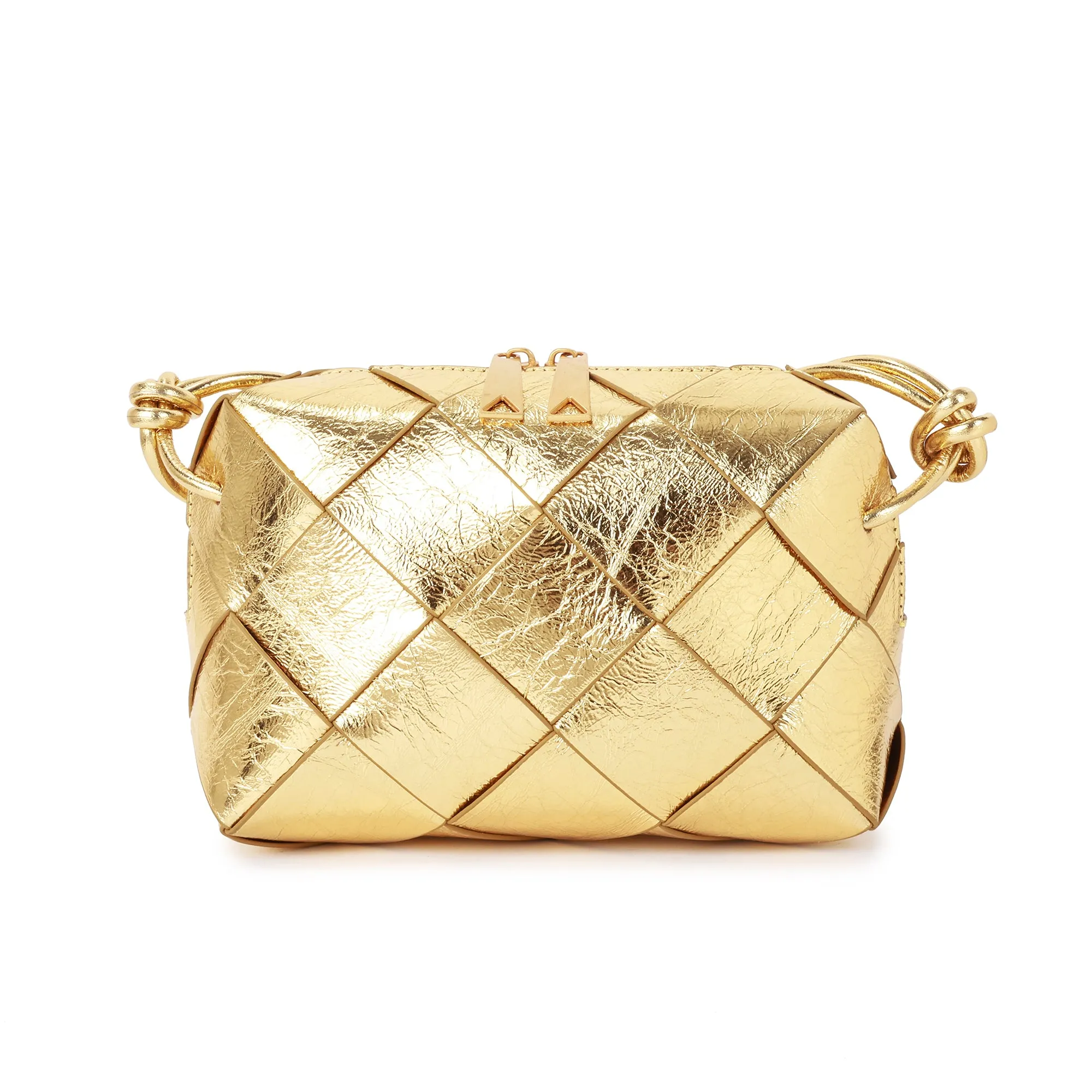 Tiffany & Fred Smooth Woven Leather Top-Handle Crossbody/Shoulder Bag