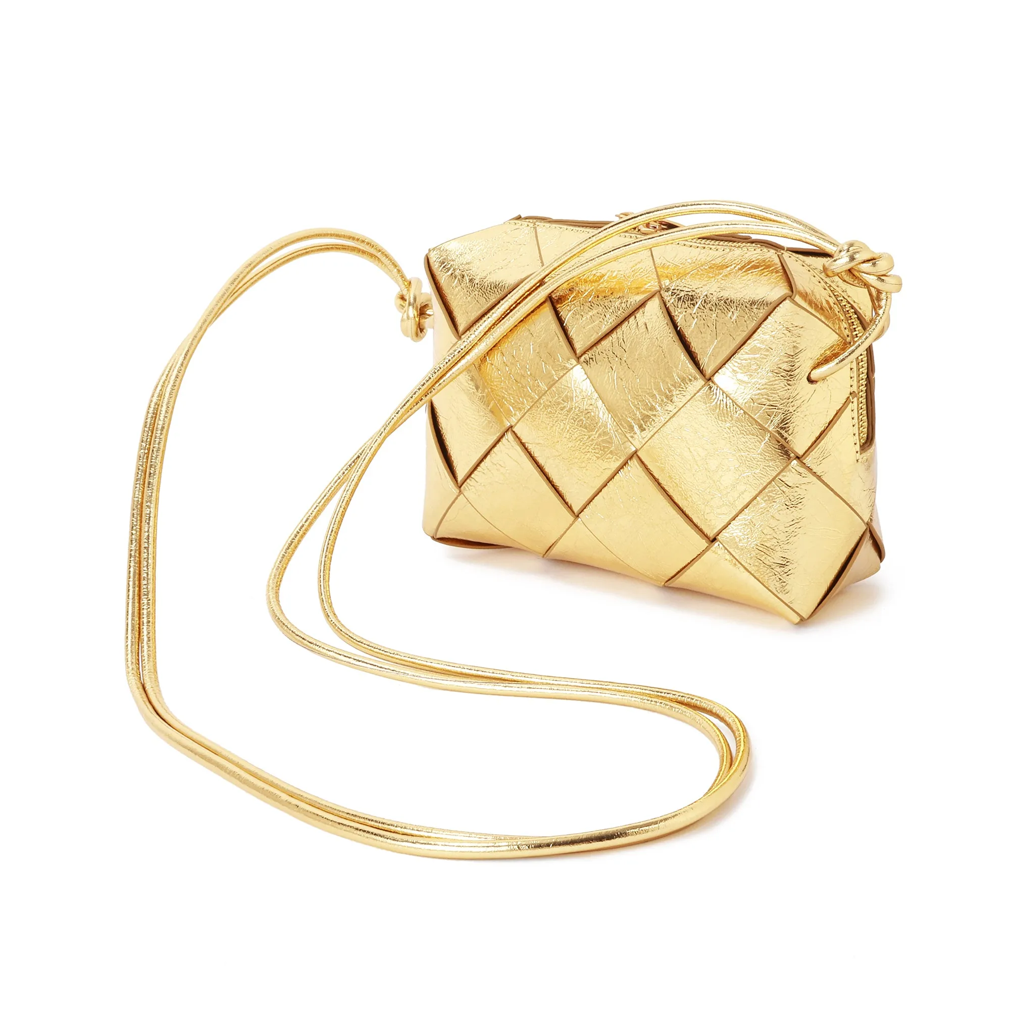 Tiffany & Fred Smooth Woven Leather Top-Handle Crossbody/Shoulder Bag