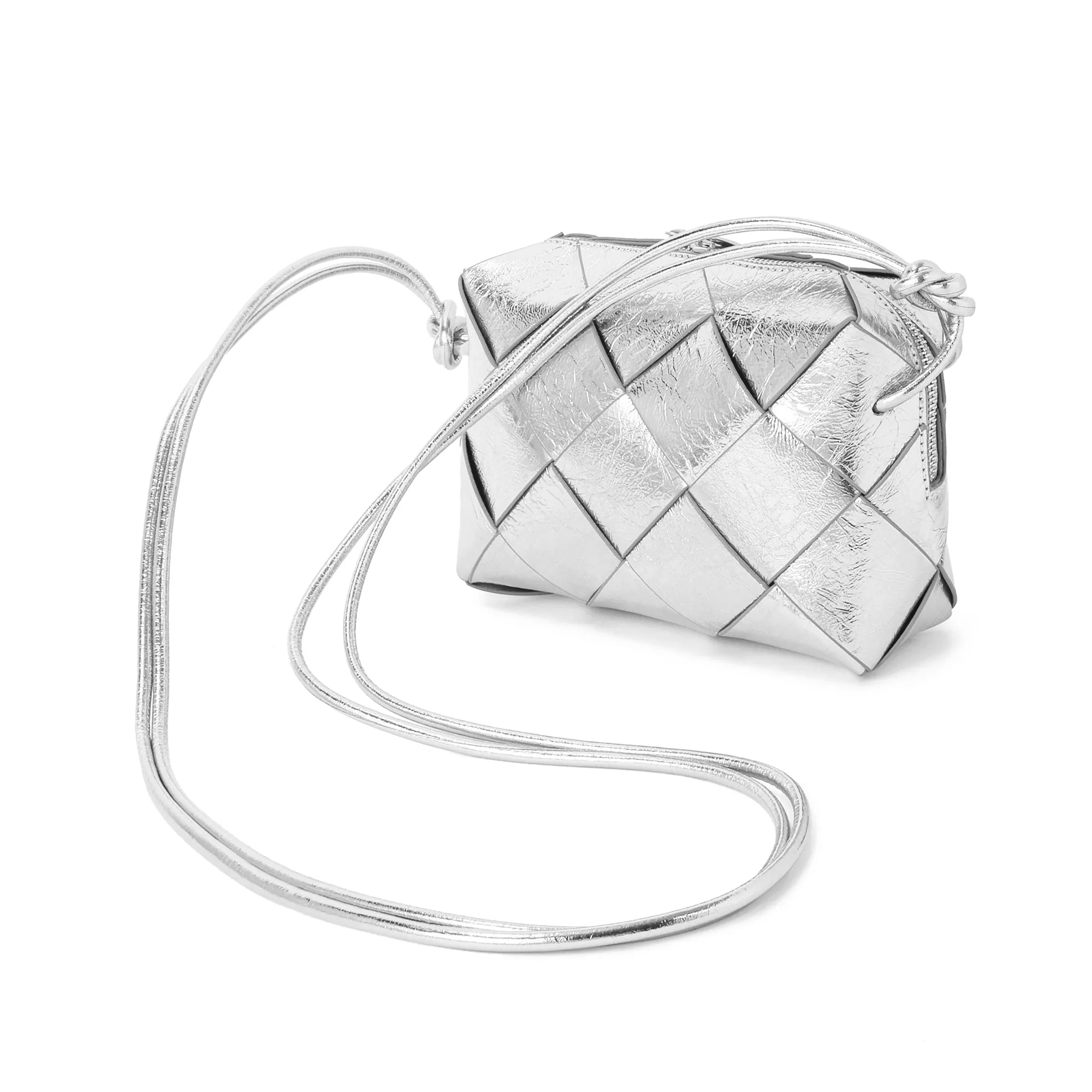Tiffany & Fred Smooth Woven Leather Top-Handle Crossbody/Shoulder Bag
