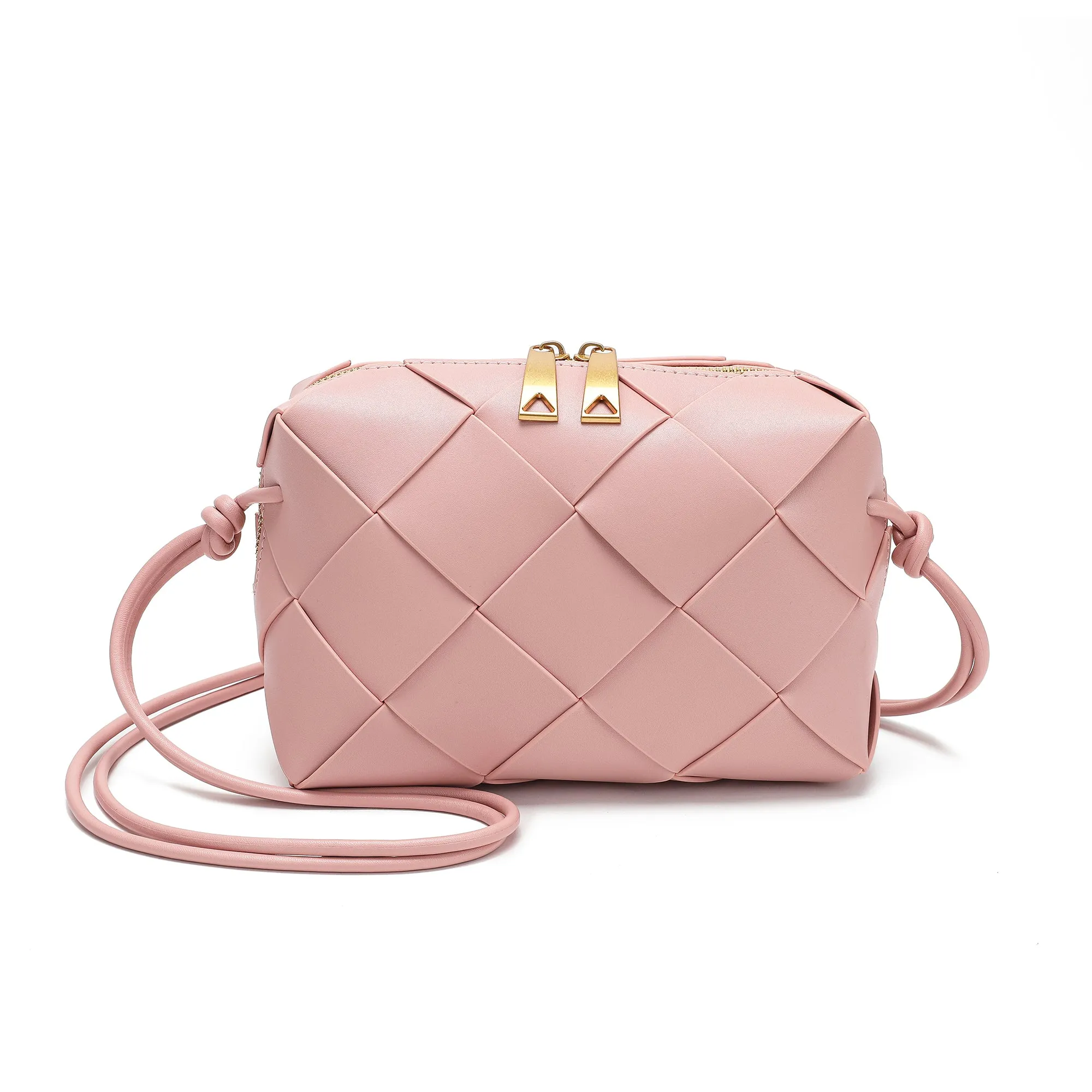 Tiffany & Fred Smooth Woven Leather Top-Handle Crossbody/Shoulder Bag