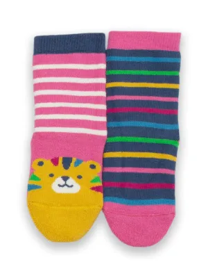 Tiger Face Grippy Socks Blush [only 1-2 Years left]