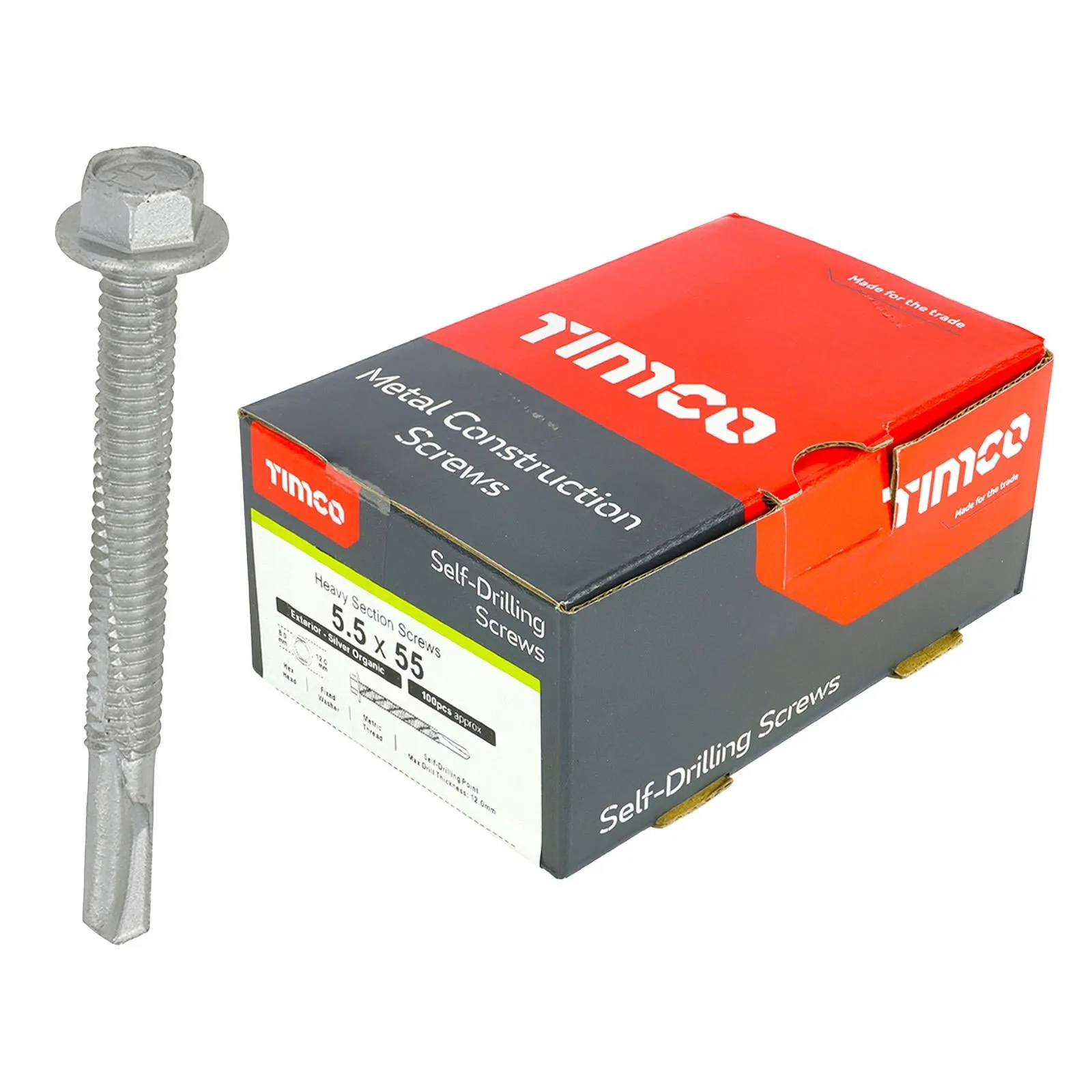 TIMCO Self Drilling Construction Screw for Heavy Section Steel with or without EPDM Washer Bi-Metal Exterior Zinc -Choose Size