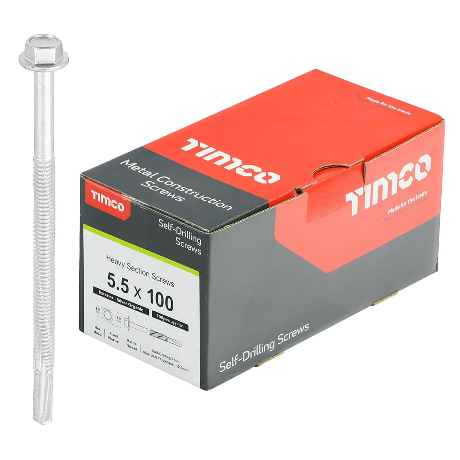 TIMCO Self Drilling Construction Screw for Heavy Section Steel with or without EPDM Washer Bi-Metal Exterior Zinc -Choose Size