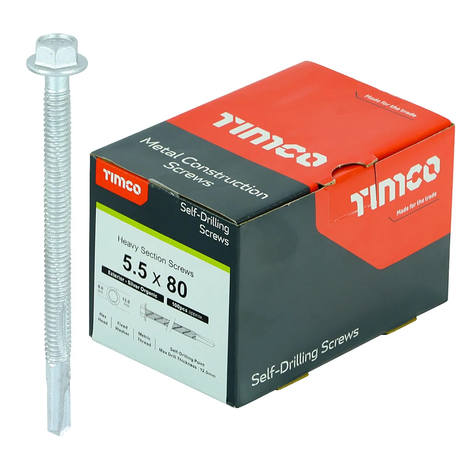 TIMCO Self Drilling Construction Screw for Heavy Section Steel with or without EPDM Washer Bi-Metal Exterior Zinc -Choose Size