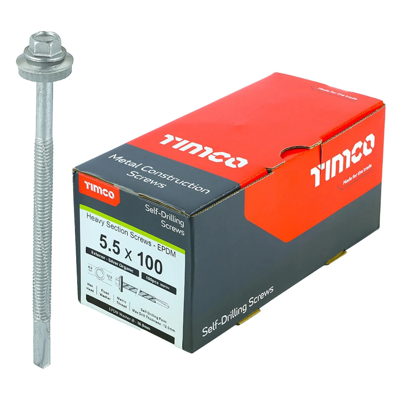 TIMCO Self Drilling Construction Screw for Heavy Section Steel with or without EPDM Washer Bi-Metal Exterior Zinc -Choose Size