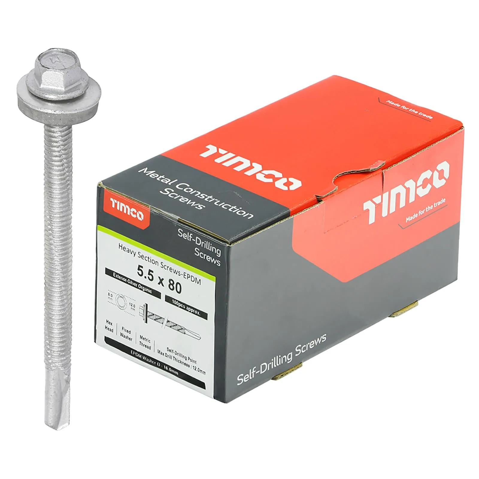 TIMCO Self Drilling Construction Screw for Heavy Section Steel with or without EPDM Washer Bi-Metal Exterior Zinc -Choose Size