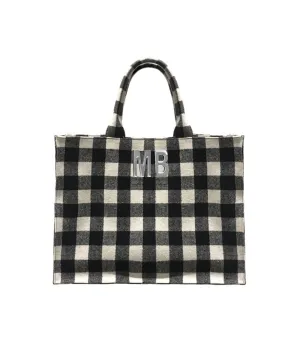 Tote Bag Tartan Mb Metallo - Nero/Bianco