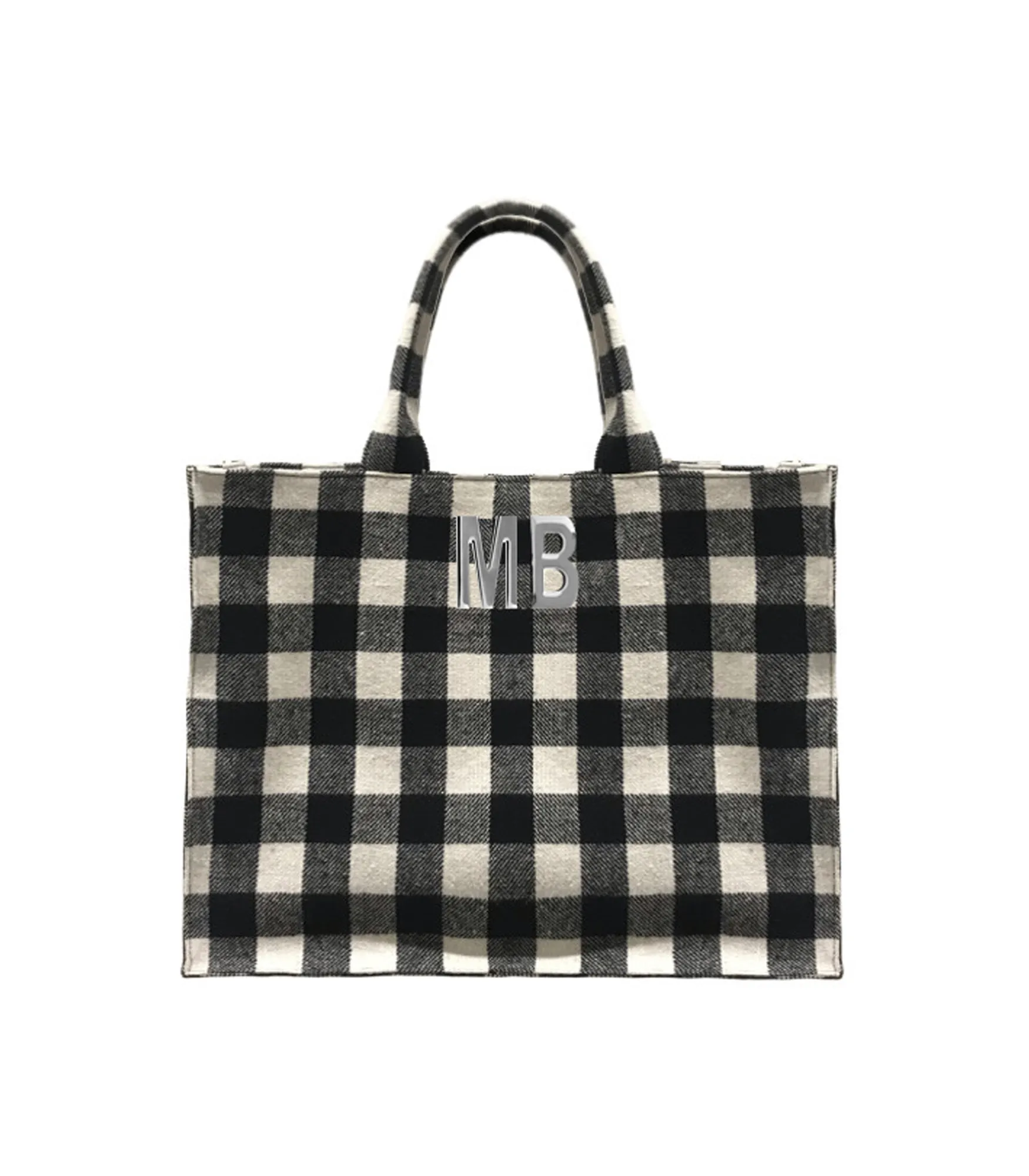 Tote Bag Tartan Mb Metallo - Nero/Bianco