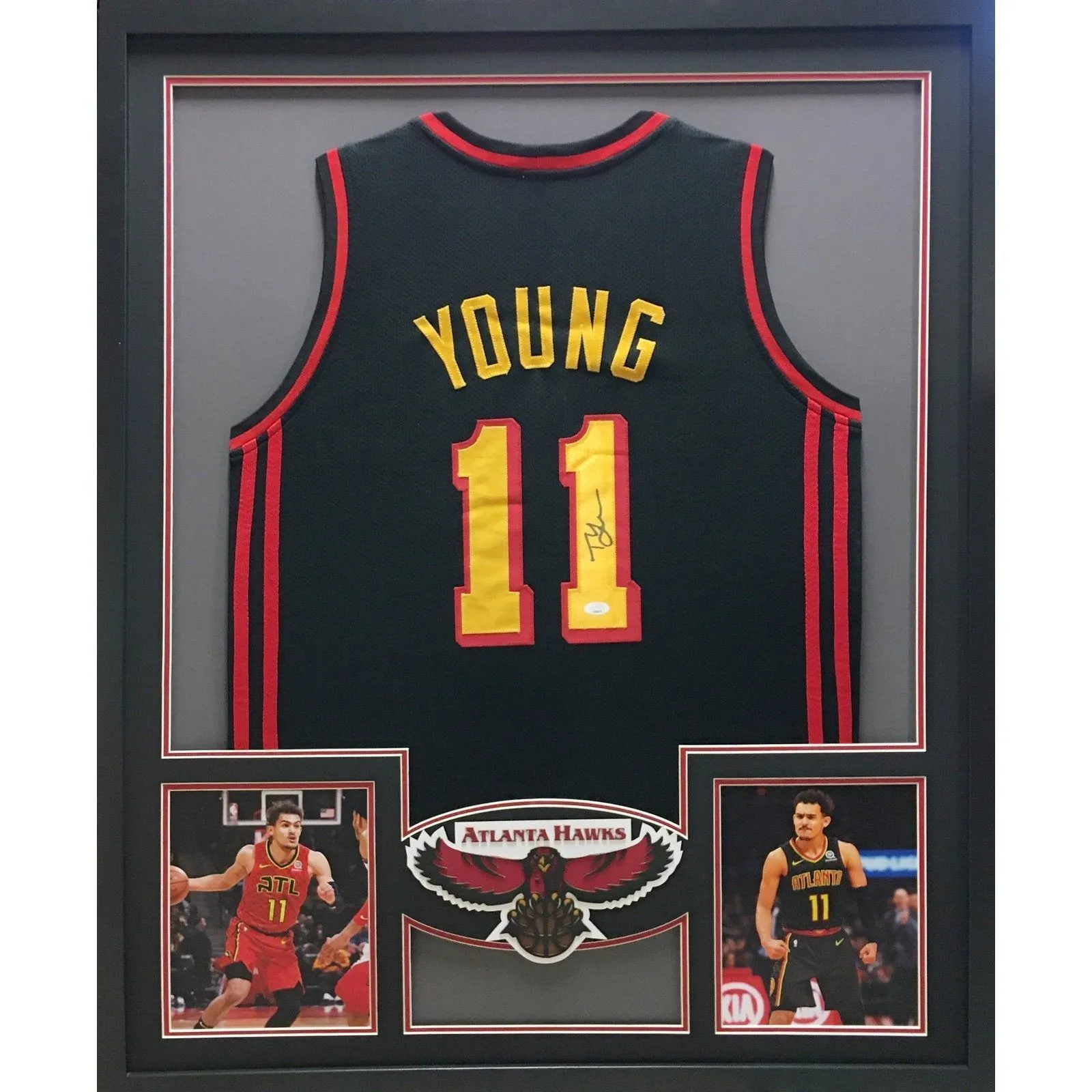 Trae Young Autographed Signed Framed Atlanta Hawks Jersey JSA