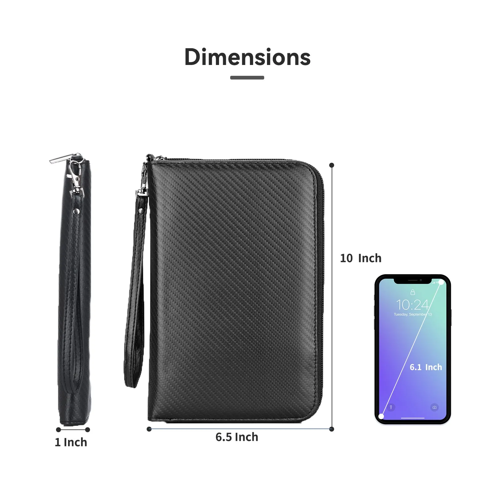 Travel Passport Wallet - Alameda Carbon Fiber Documents Card Organizer Capacious Family Passport Holder with Detachable Wrist Strap