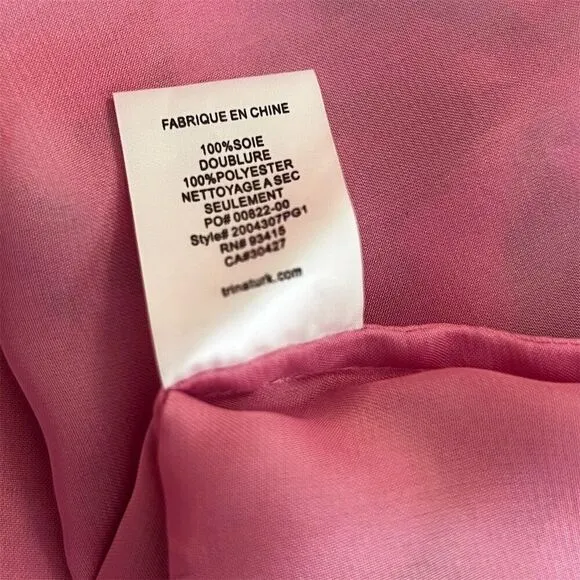 Trina Turk Amaris Off-The-Shoulder Silk Dress Pink Floral Print Knee Length Sz S