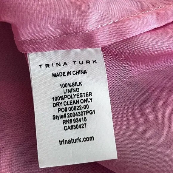 Trina Turk Amaris Off-The-Shoulder Silk Dress Pink Floral Print Knee Length Sz S