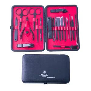 Unisex Stainless Steel 19 Piece Red Manicure & Pedicure Set