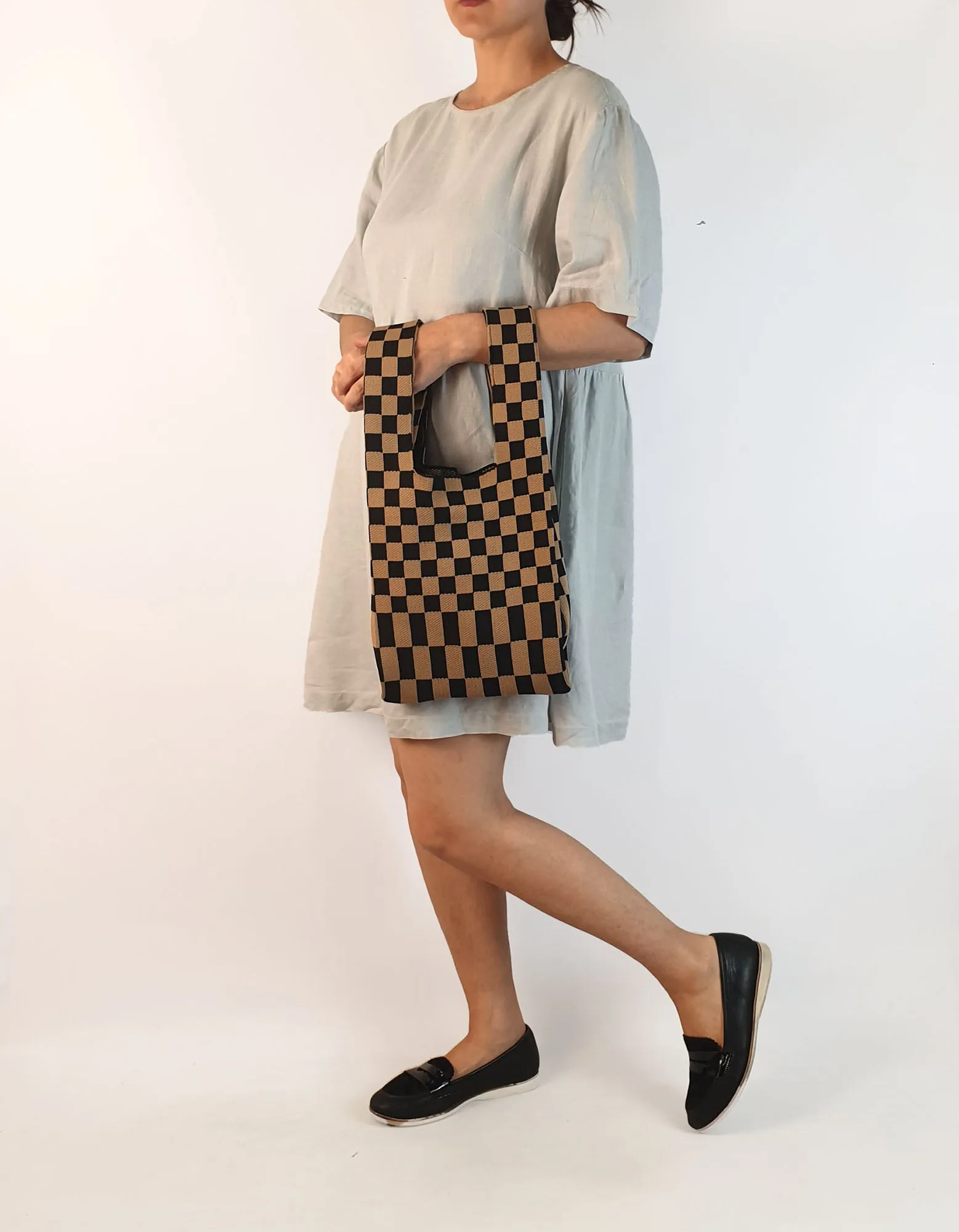 Urban black and tan check knit mini bag