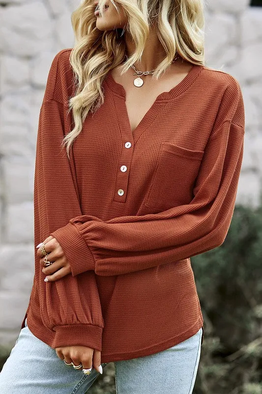 V Neck Pocket Knit Top