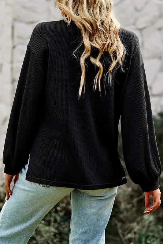 V Neck Pocket Knit Top