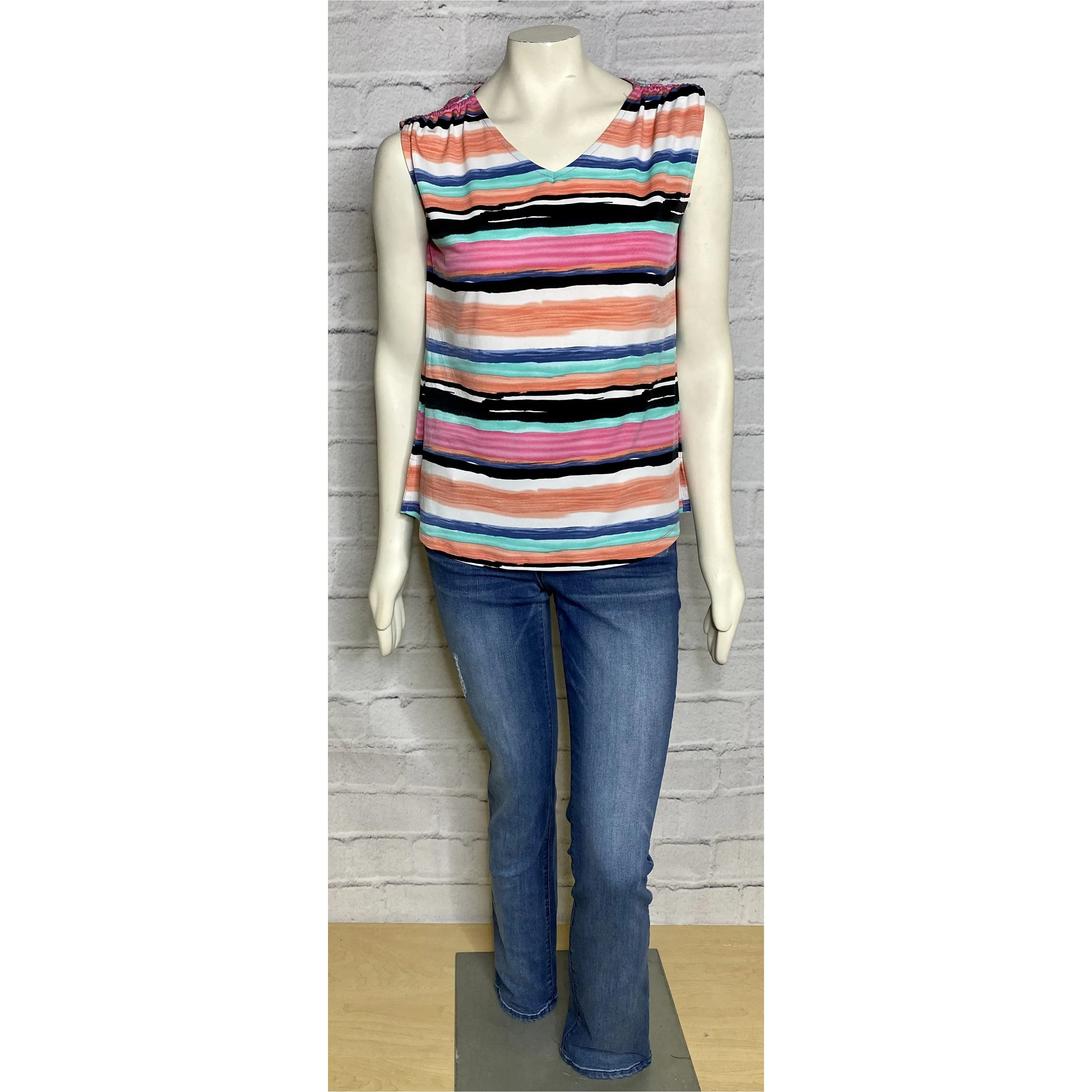 V-Neck Tie Shoulder Cap Sleeve  Top