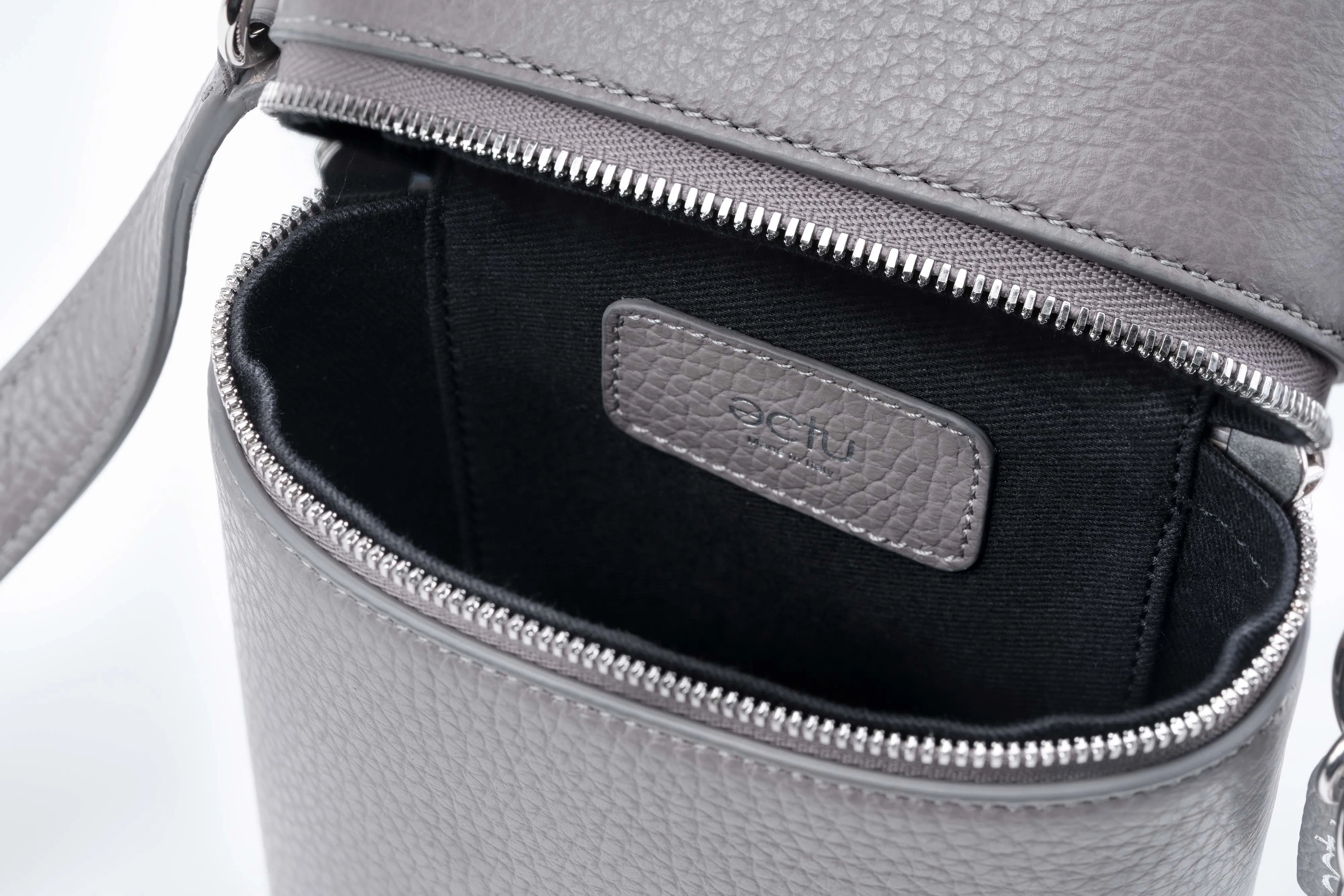 Veda Double Zipper Italian Leather Crossbody in Storm