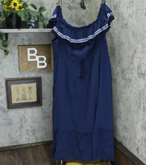 Vince Camuto Ruffled Off-the-Shoulder Belted Maxi Dress High Tide Plus 3X