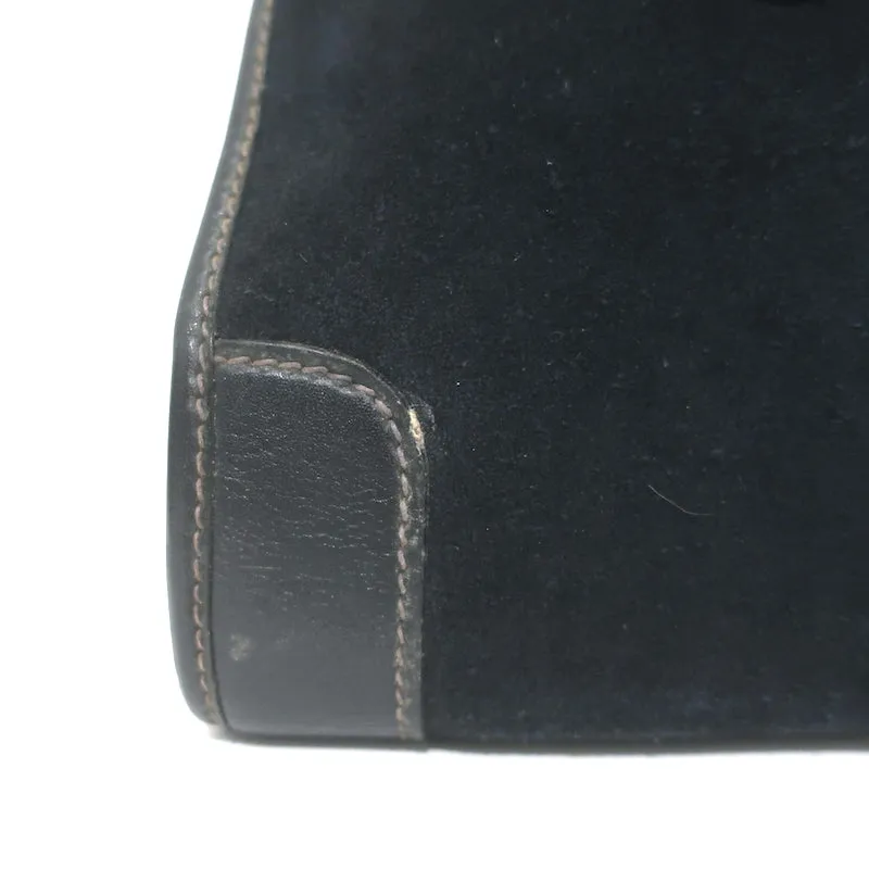Vintage 1970s Gucci Web Stripe Doctor Bag Black Suede Medium Tote