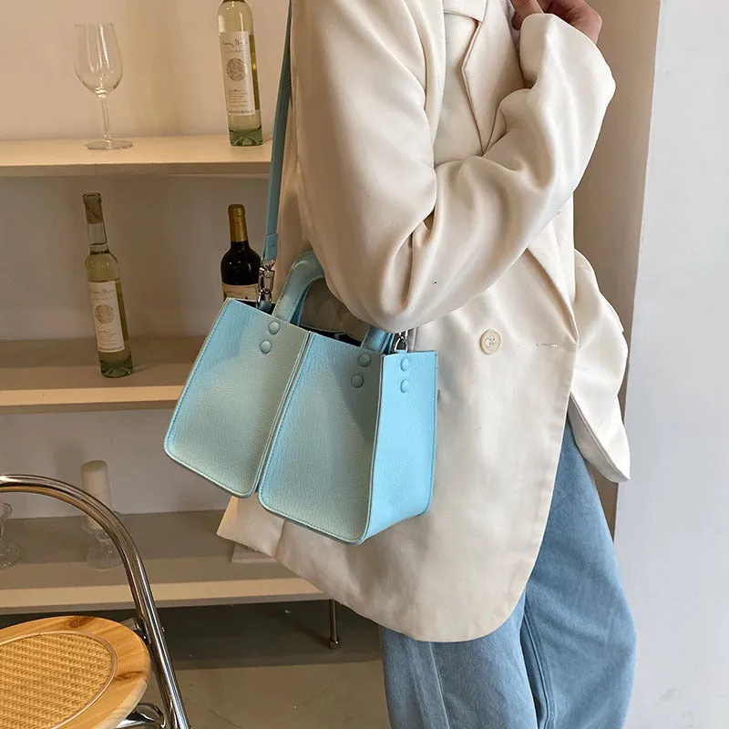 Vintage Lychee Pattern Small Handbags Women2023Summer Small Square Bag Fashion Special-Interest Shoulder Bag