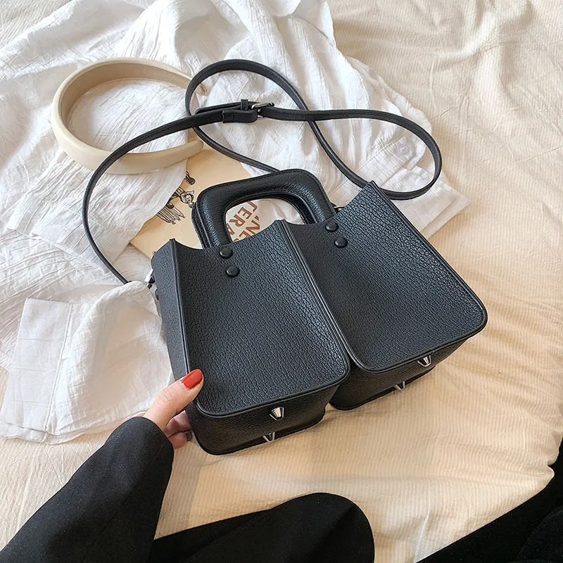 Vintage Lychee Pattern Small Handbags Women2023Summer Small Square Bag Fashion Special-Interest Shoulder Bag