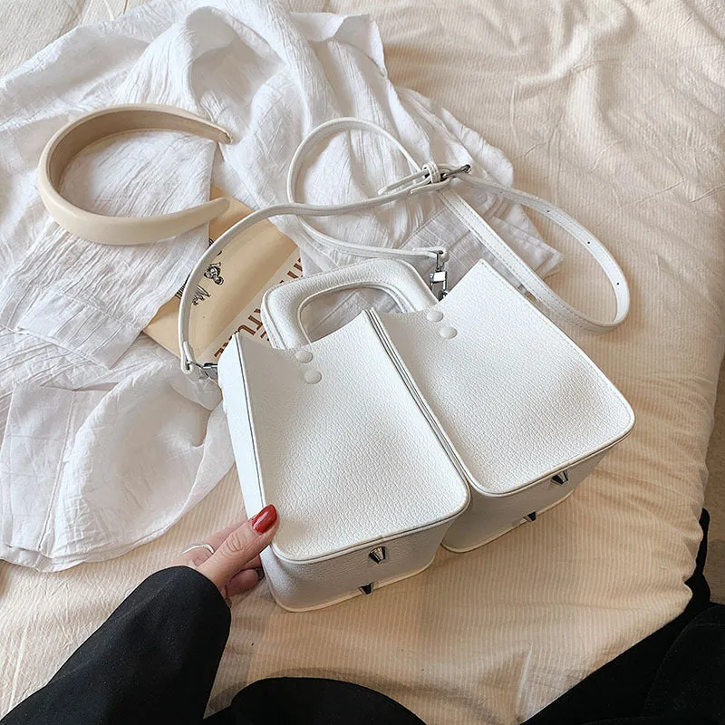 Vintage Lychee Pattern Small Handbags Women2023Summer Small Square Bag Fashion Special-Interest Shoulder Bag