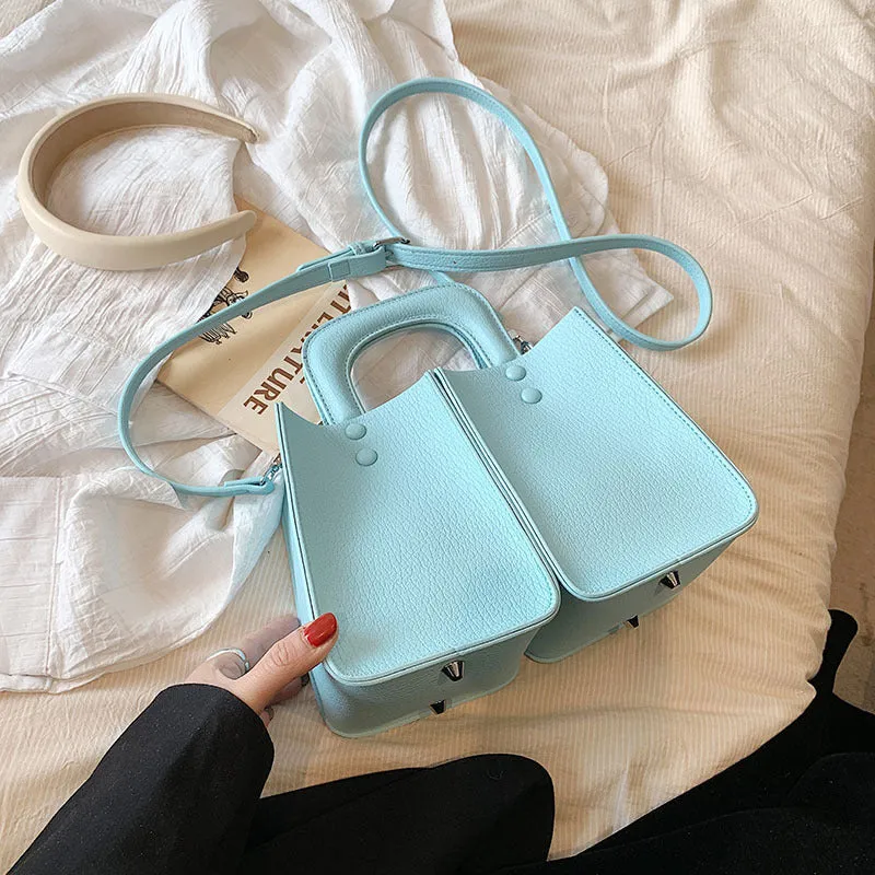 Vintage Lychee Pattern Small Handbags Women2023Summer Small Square Bag Fashion Special-Interest Shoulder Bag